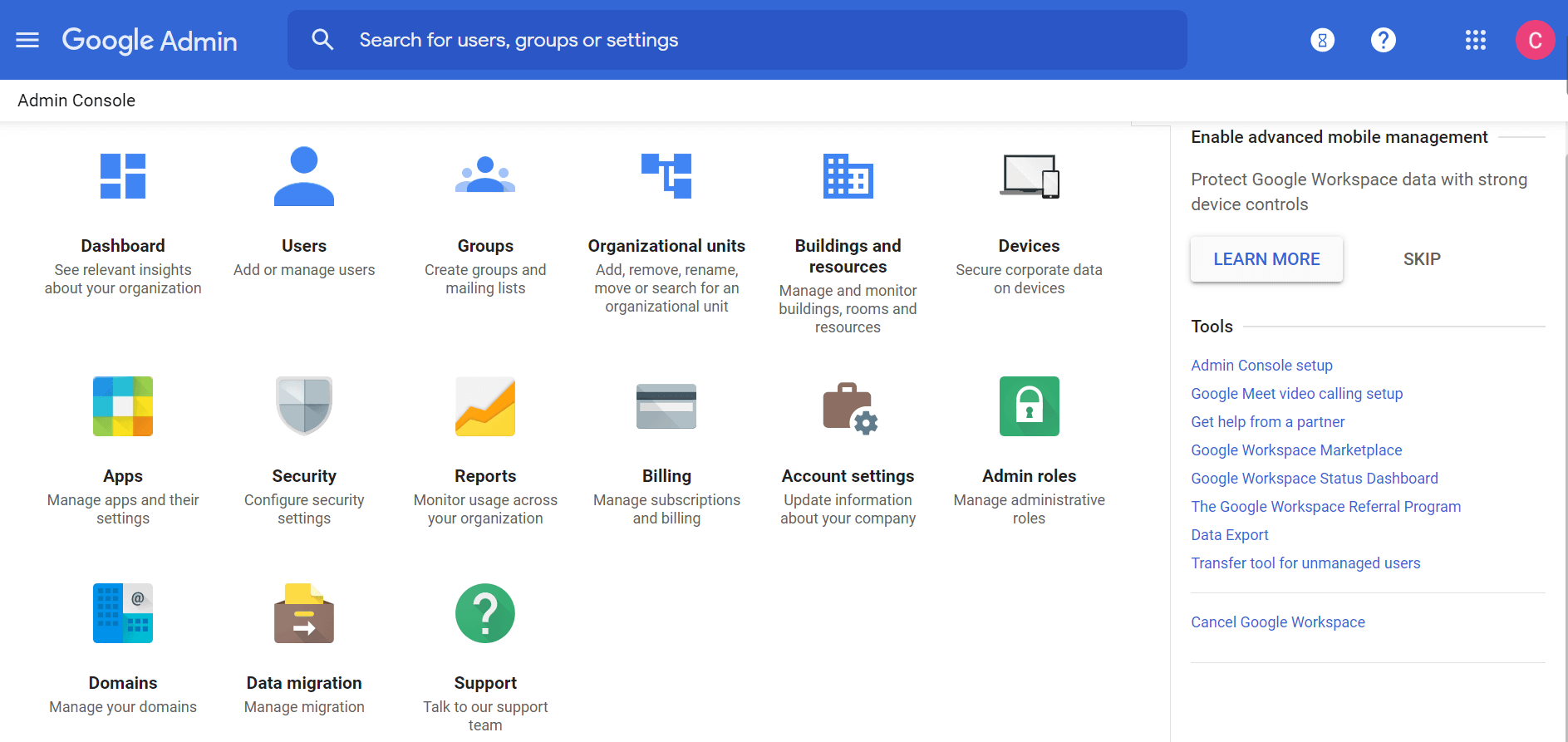 Google Workspace Admin Console
