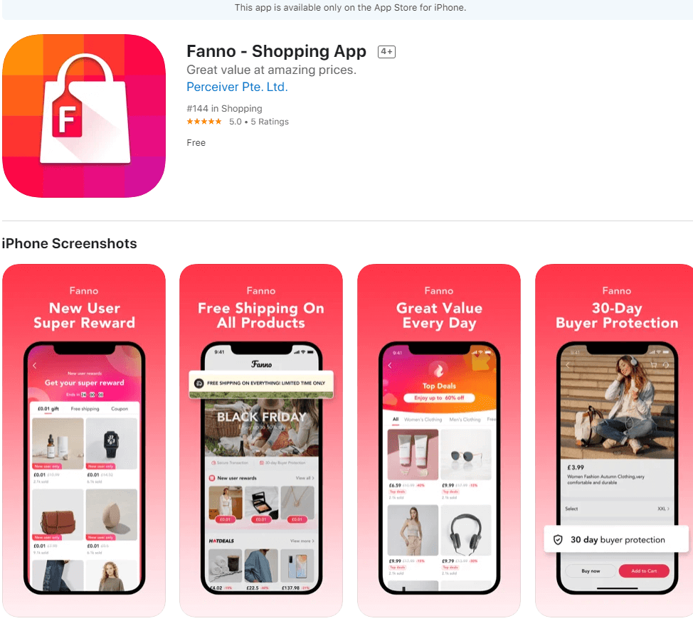 TikTok Shopping App Fanno
